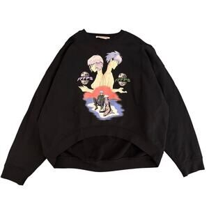 FFFPOSTALSERVICE Round Hem Anime Sweatshirt Black Graphic Sz S
